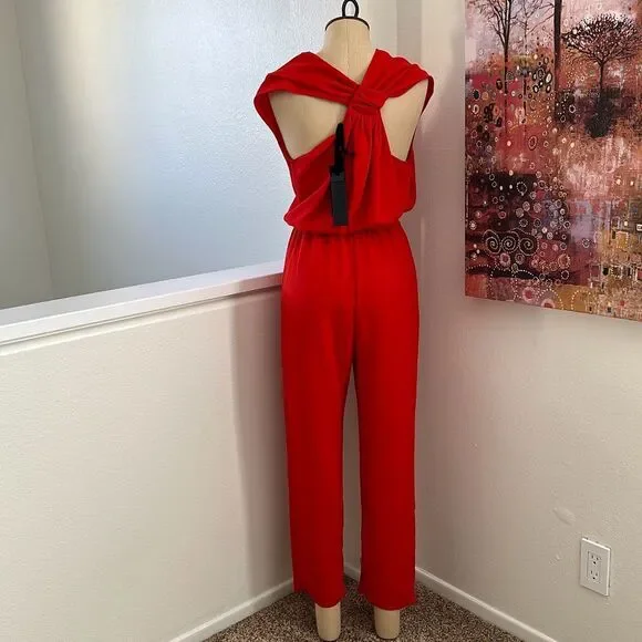 PINKO Daitarn Fluid Crepe Jumpsuit Red Size 2 US - Picture 11 of 11